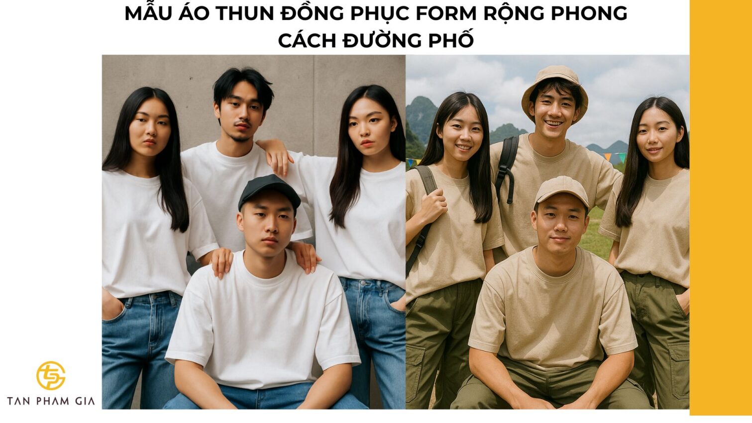 Mẫu áo thun đồng phục form rộng phong cách đường phố
