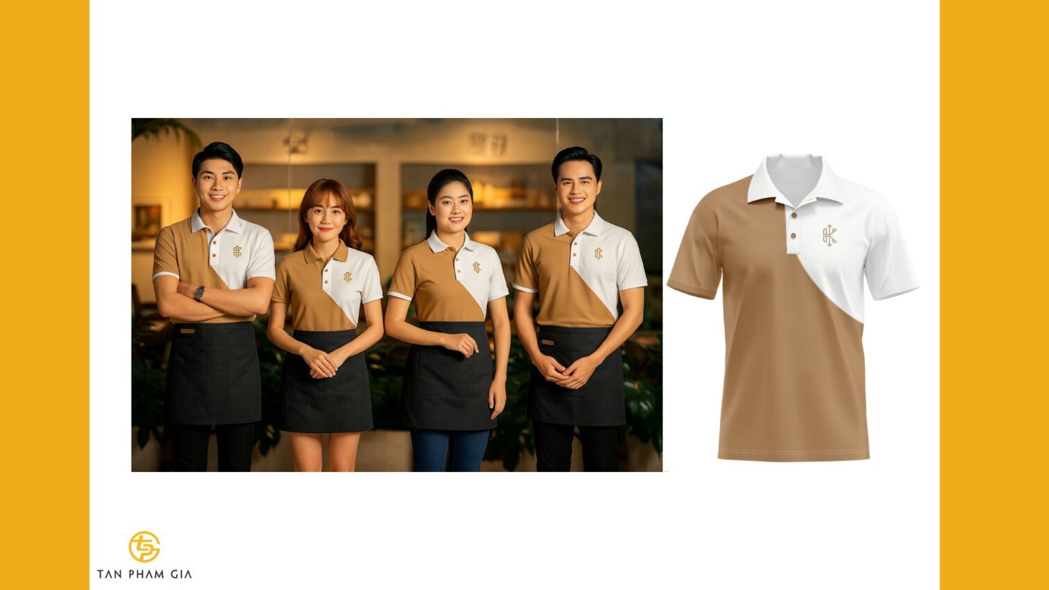 Mẫu áo thun đồng phục tone màu nâu đất vintage