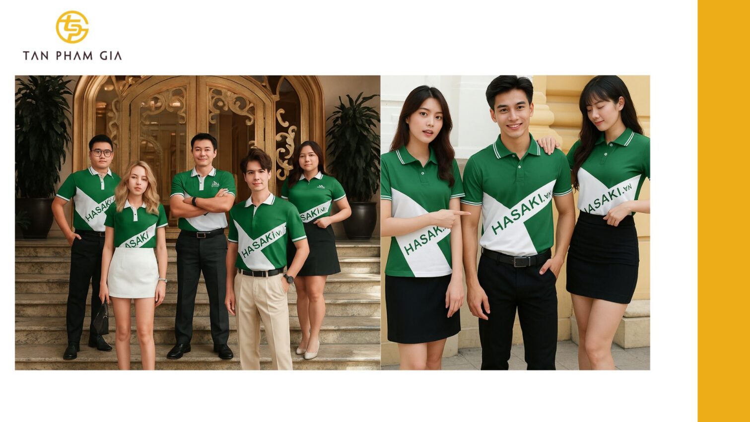 Mẫu áo thun đồng phục có thể mix với chân váy