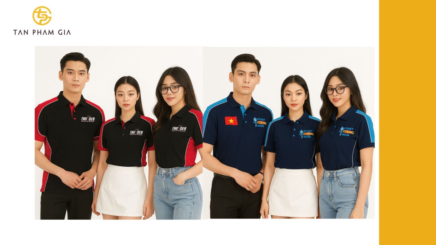 Mẫu áo thun đồng phục năng động cho nhân viên trẻ
