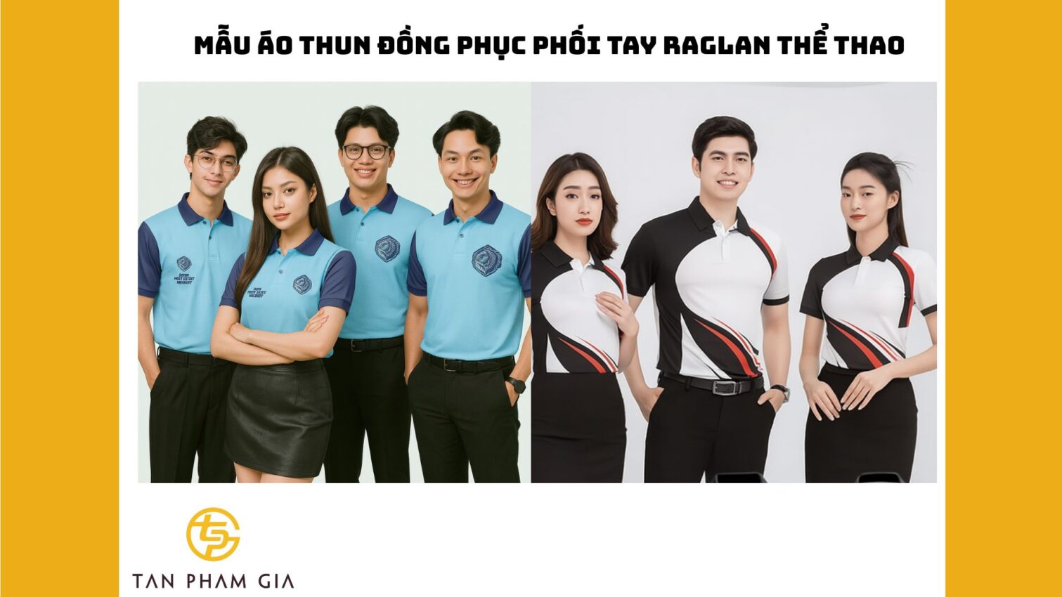 Mẫu áo thun đồng phục phối tay raglan thể thao