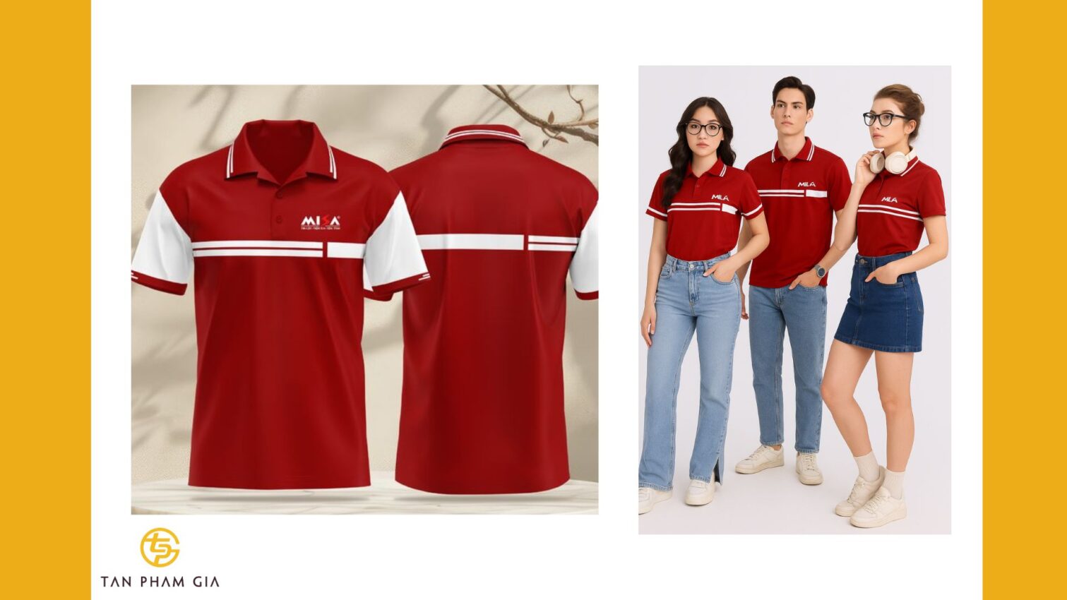 Mẫu áo thun đồng phục phối viền cổ tay tinh tế