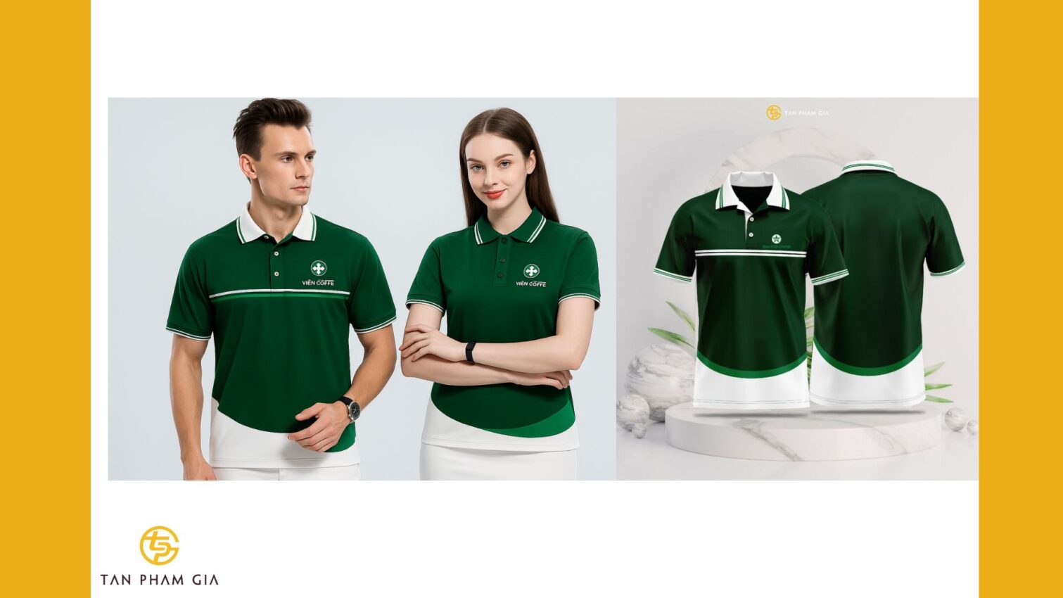 Mẫu áo thun đồng phục phối viền cổ tay tinh tế