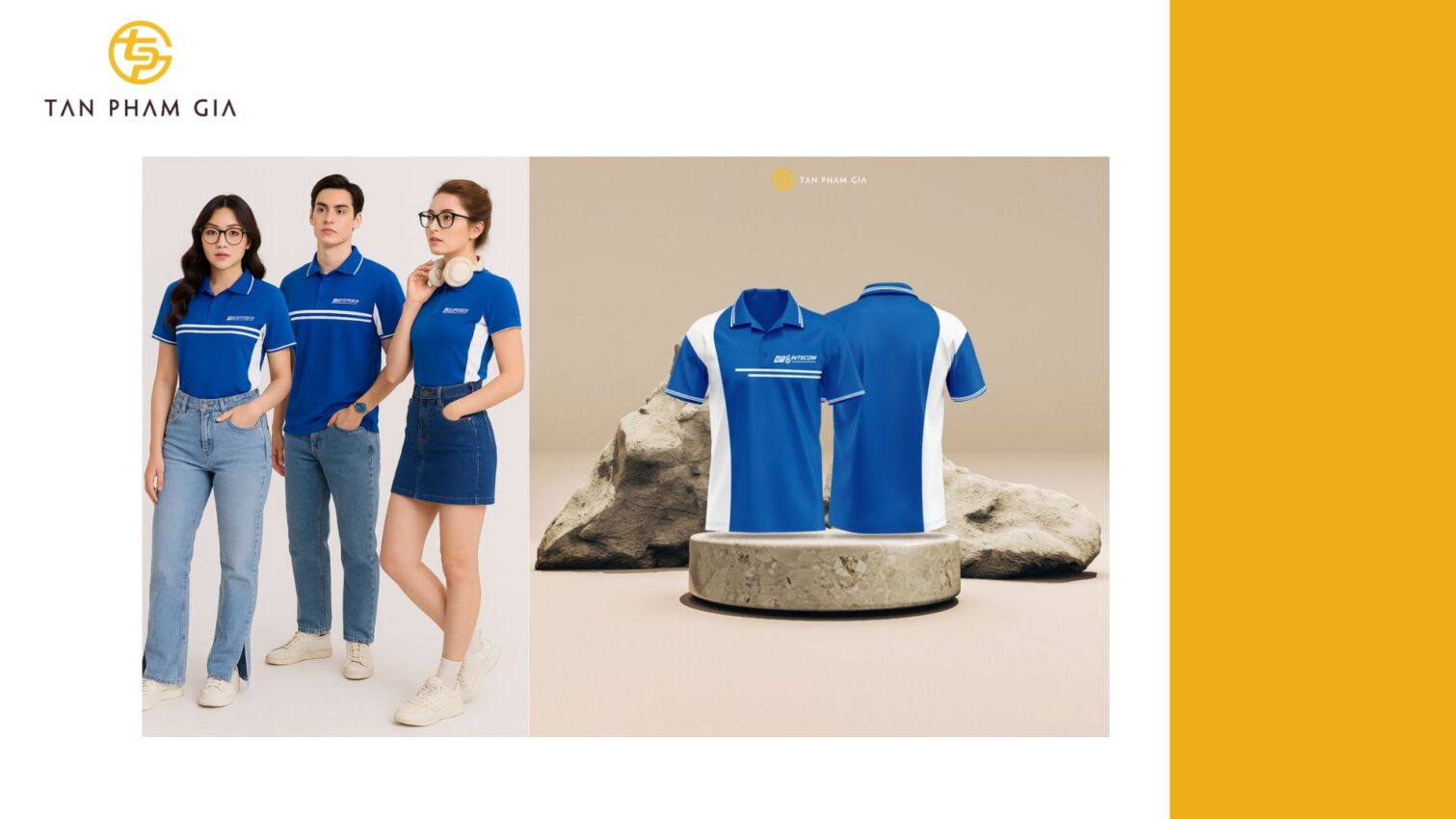 Mẫu áo thun đồng phục phối viền cổ tay tinh tế