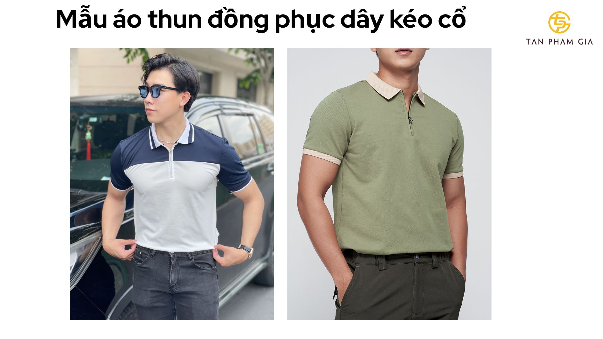 Mẫu áo thun đồng phục dây kéo cổ
