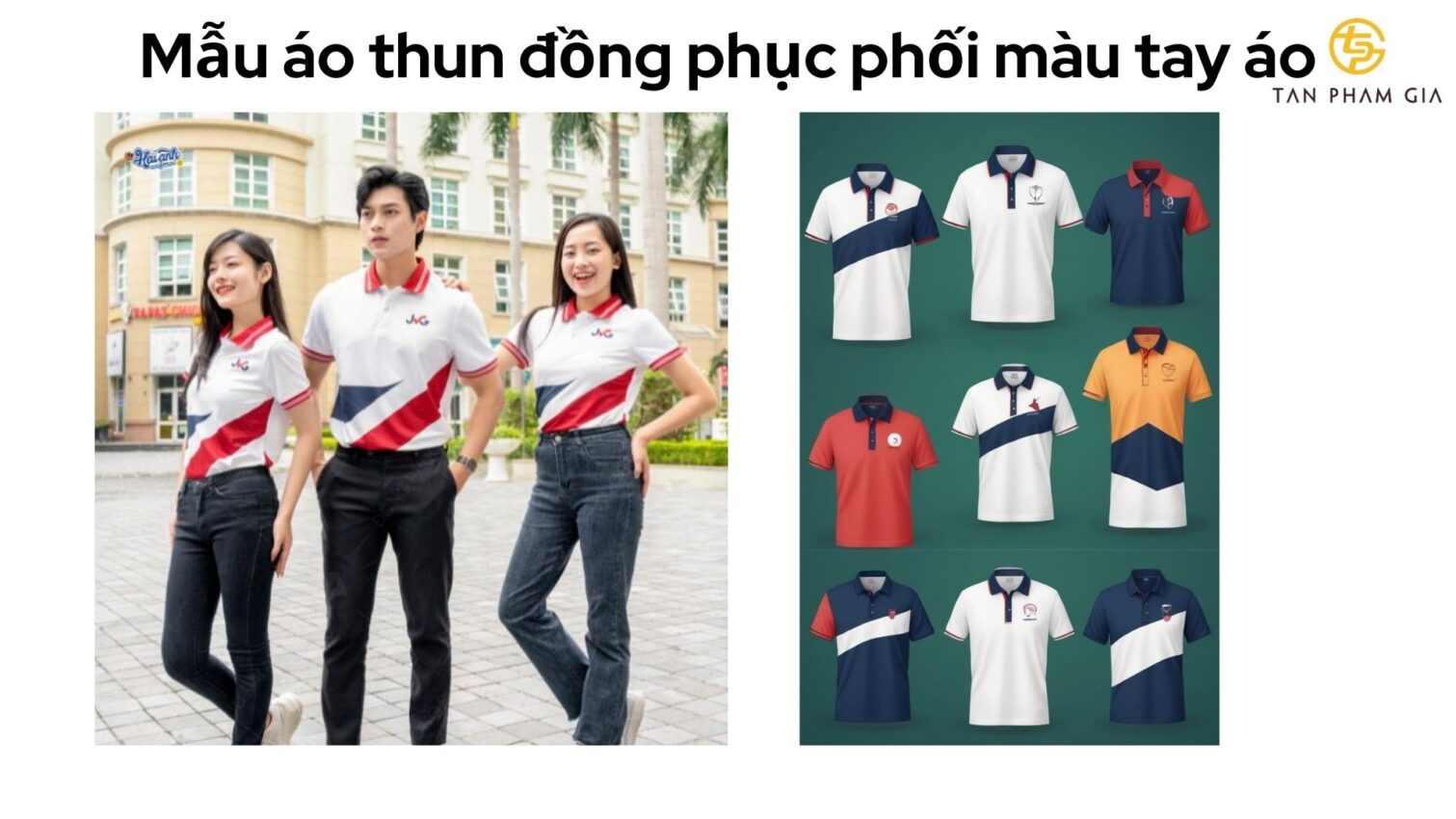 Mẫu áo thun đồng phục phối màu tay áo