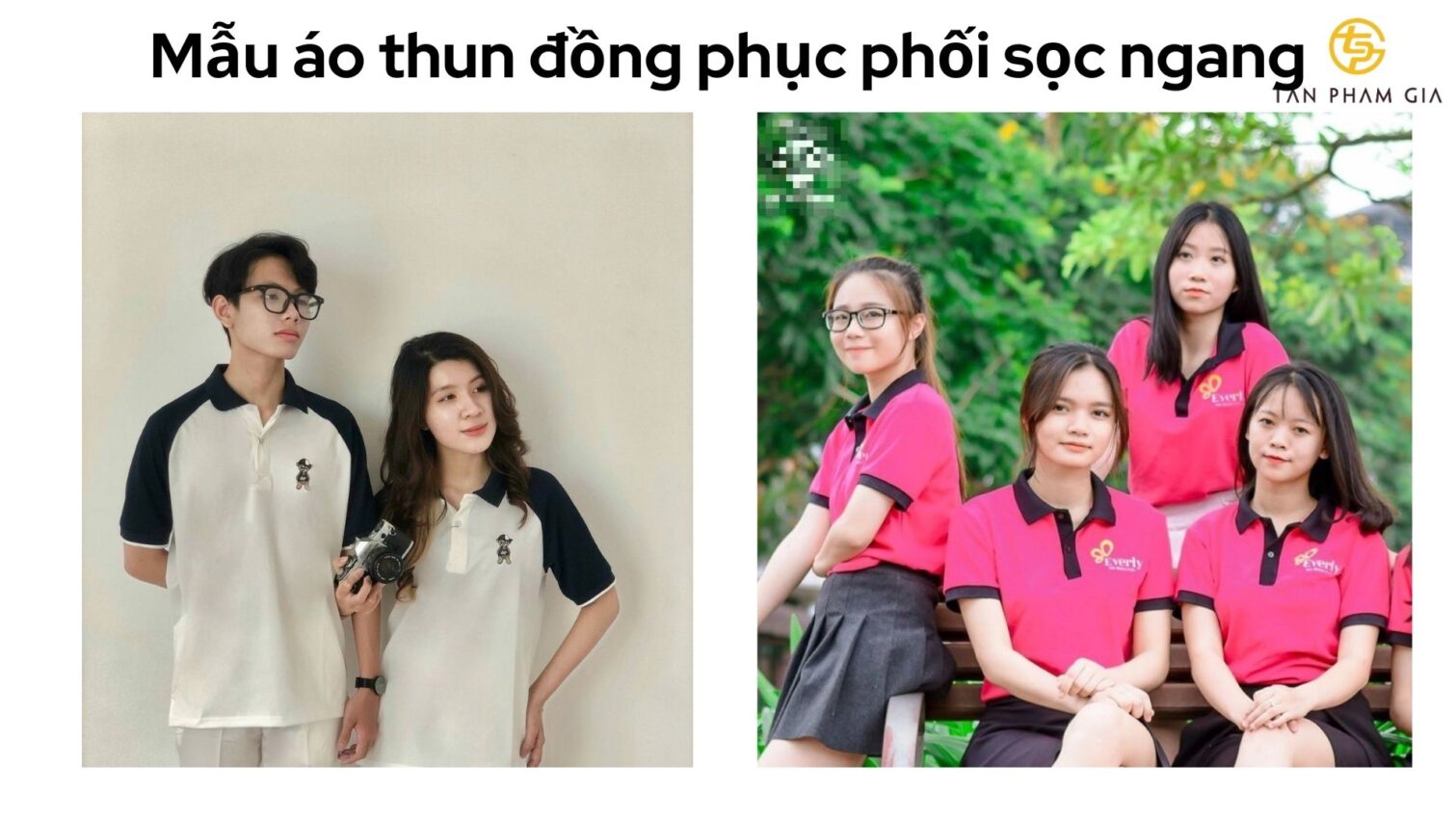 Mẫu áo thun đồng phục phối sọc ngang