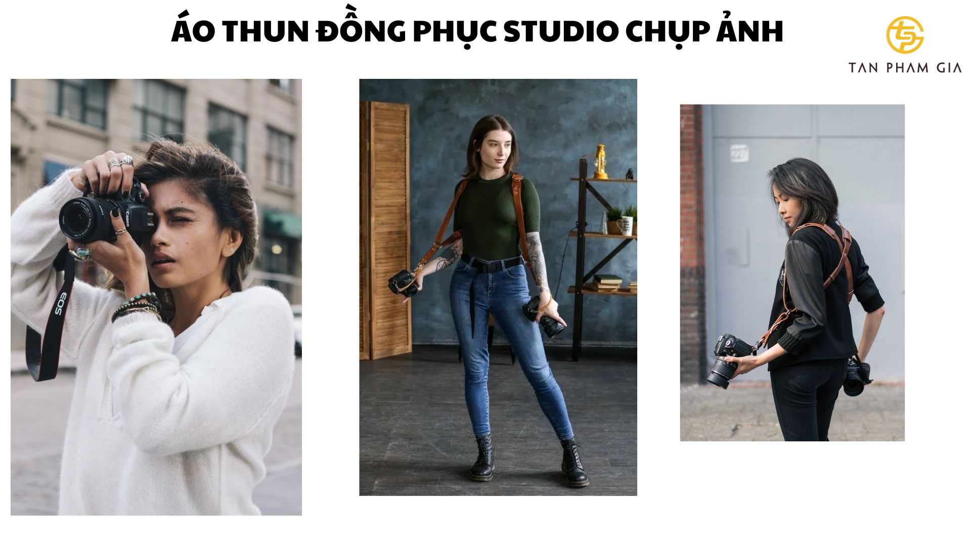 Áo thun đồng phục trong studio chụp ảnh