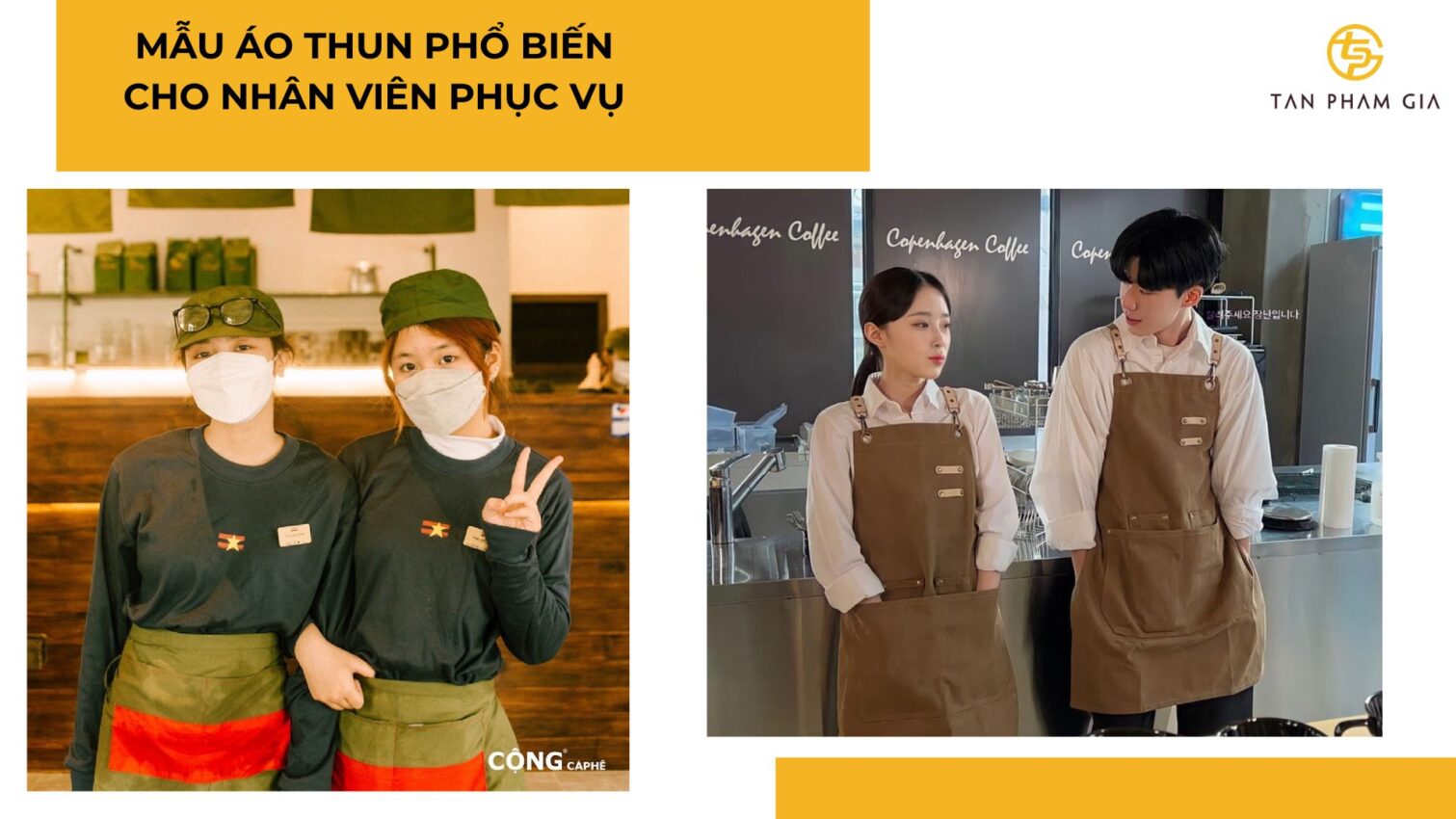 Áo thun phổ biến cho nhân viên phục vụ