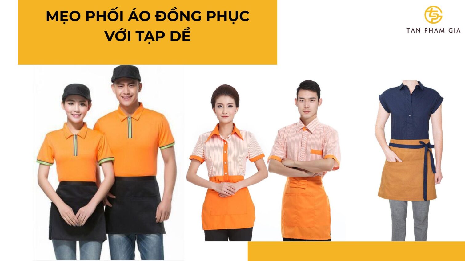 áo thun đồng phục kết hợp tạp dề