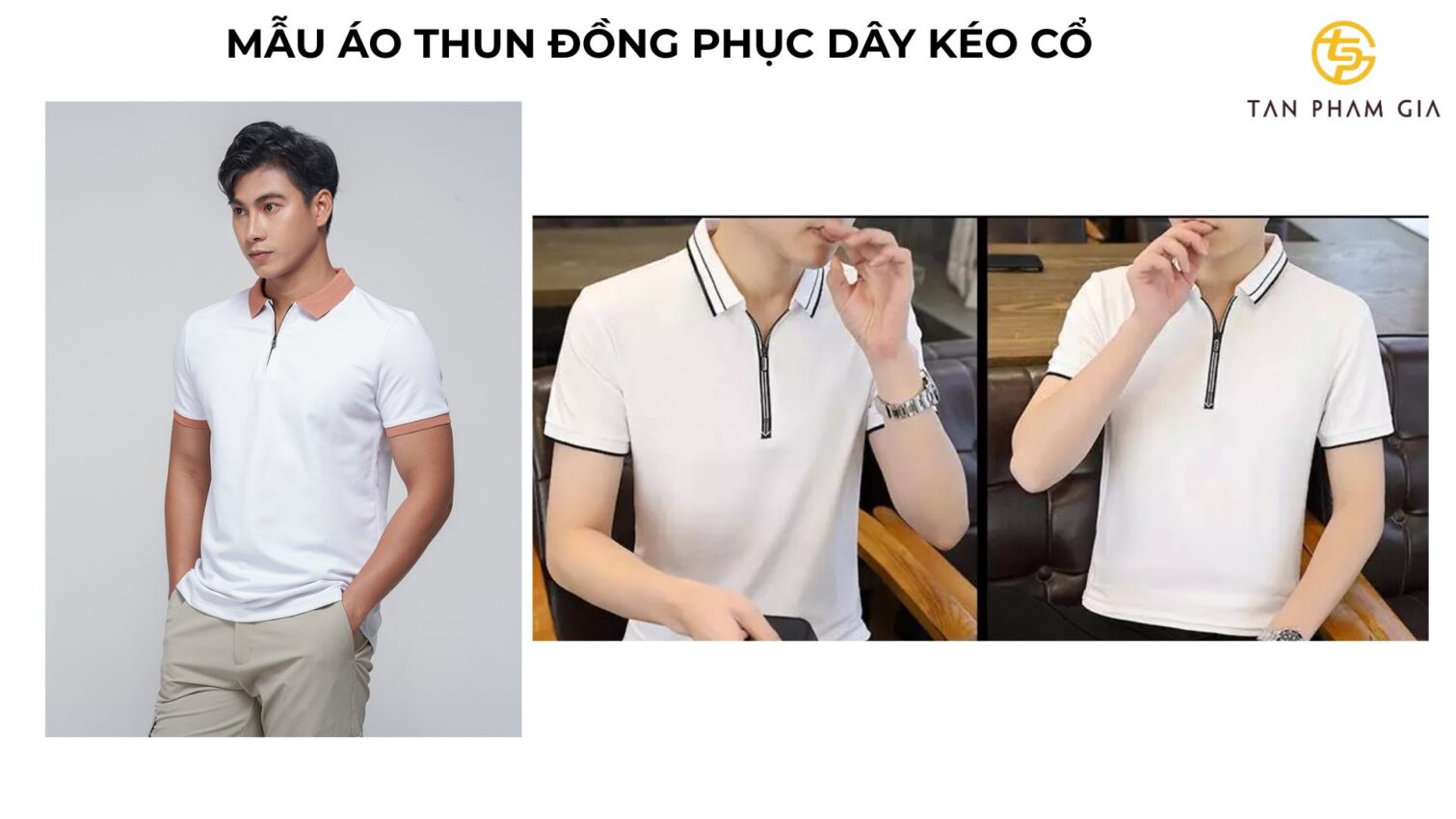 Mẫu áo thun đồng phục dây kéo cổ