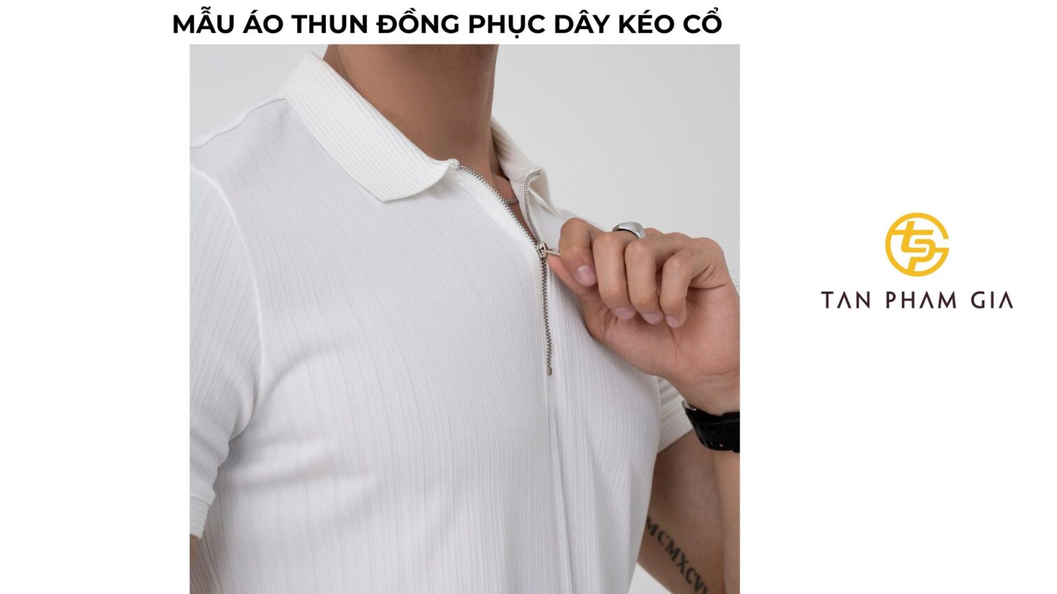 Mẫu áo thun đồng phục dây kéo cổ