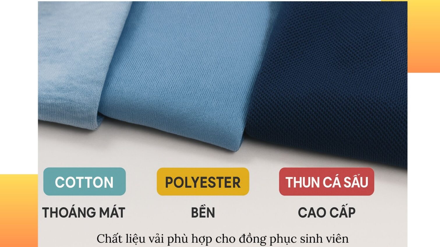 Cotton 100% là lựa chọn lý tưởng cho áo thun đồng phục combo sinh viên vì vừa bền vừa giữ form chuẩn.