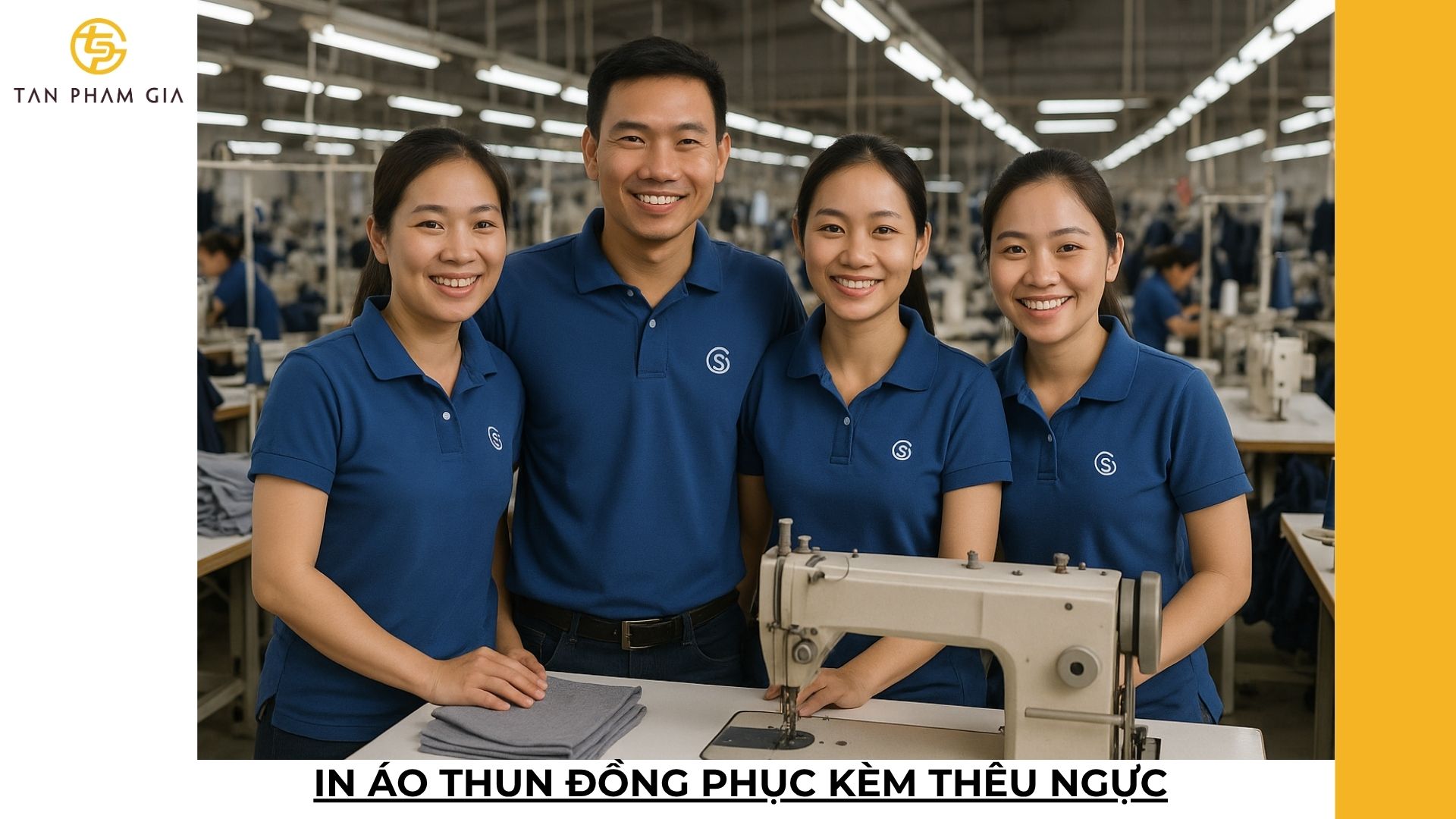 In áo thun đồng phục kèm thêu ngực