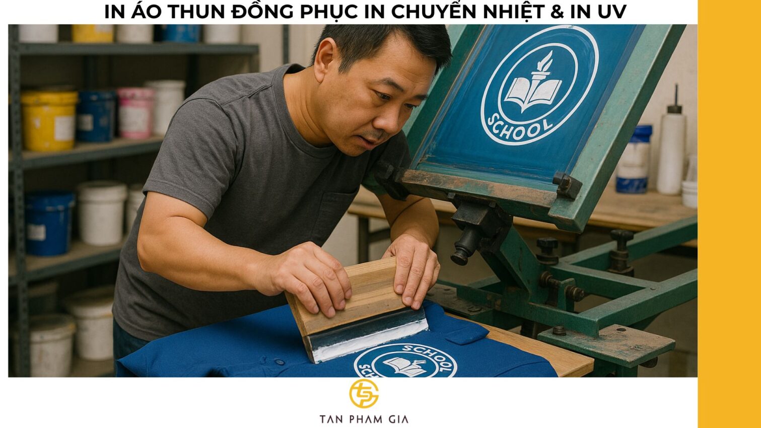 In áo thun đồng phục in chuyển nhiệt & in UV
