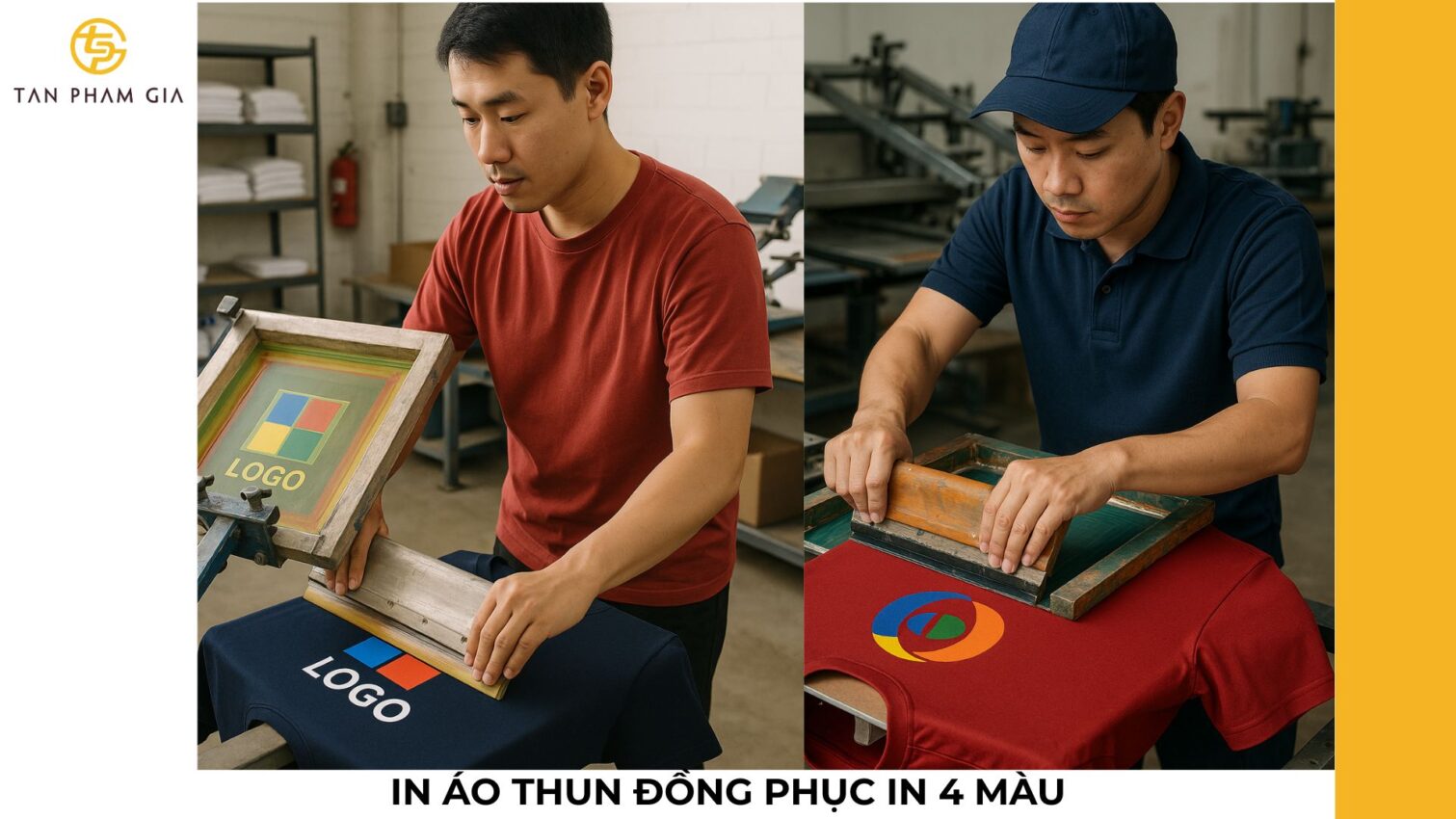 In áo thun đồng phục in 4 màu