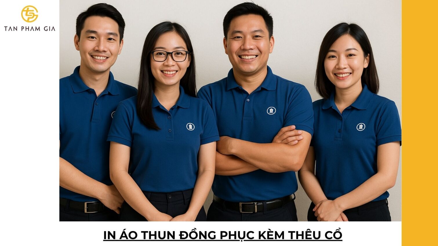 In áo thun đồng phục kèm thêu cổ