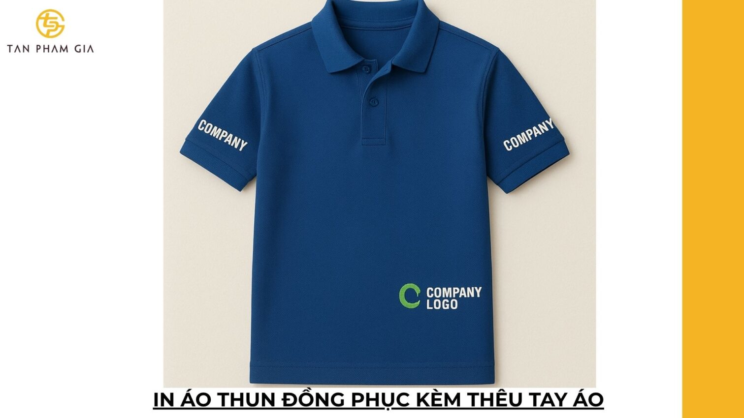 In áo thun đồng phục kèm thêu tay áo