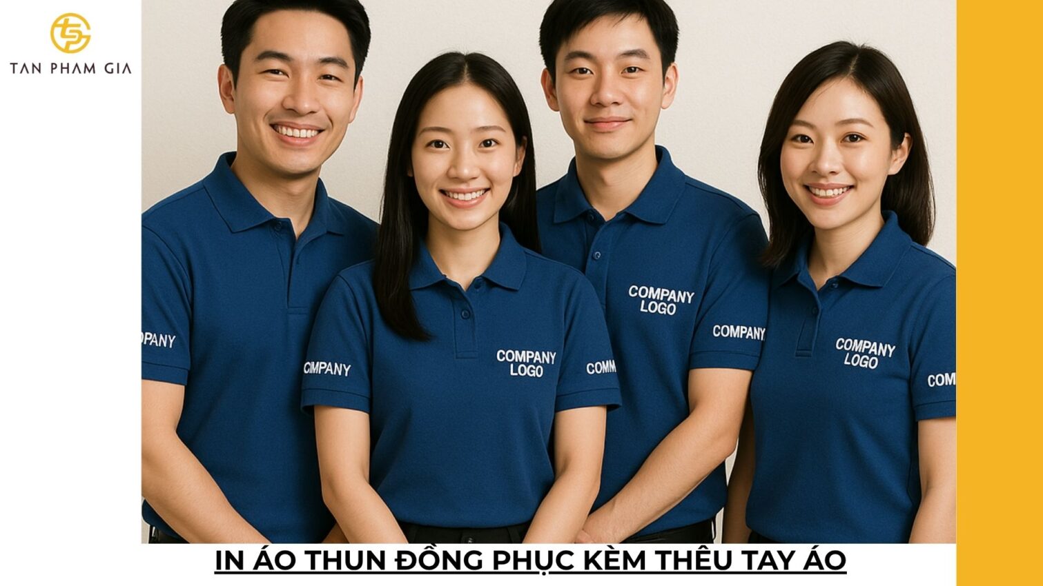 In áo thun đồng phục kèm thêu tay áo