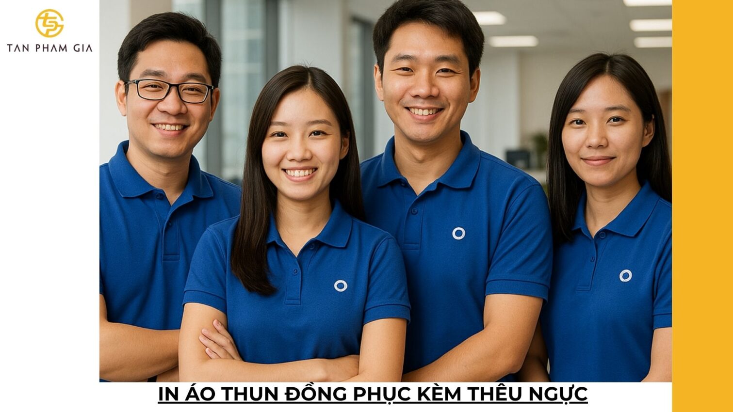In áo thun đồng phục kèm thêu ngực