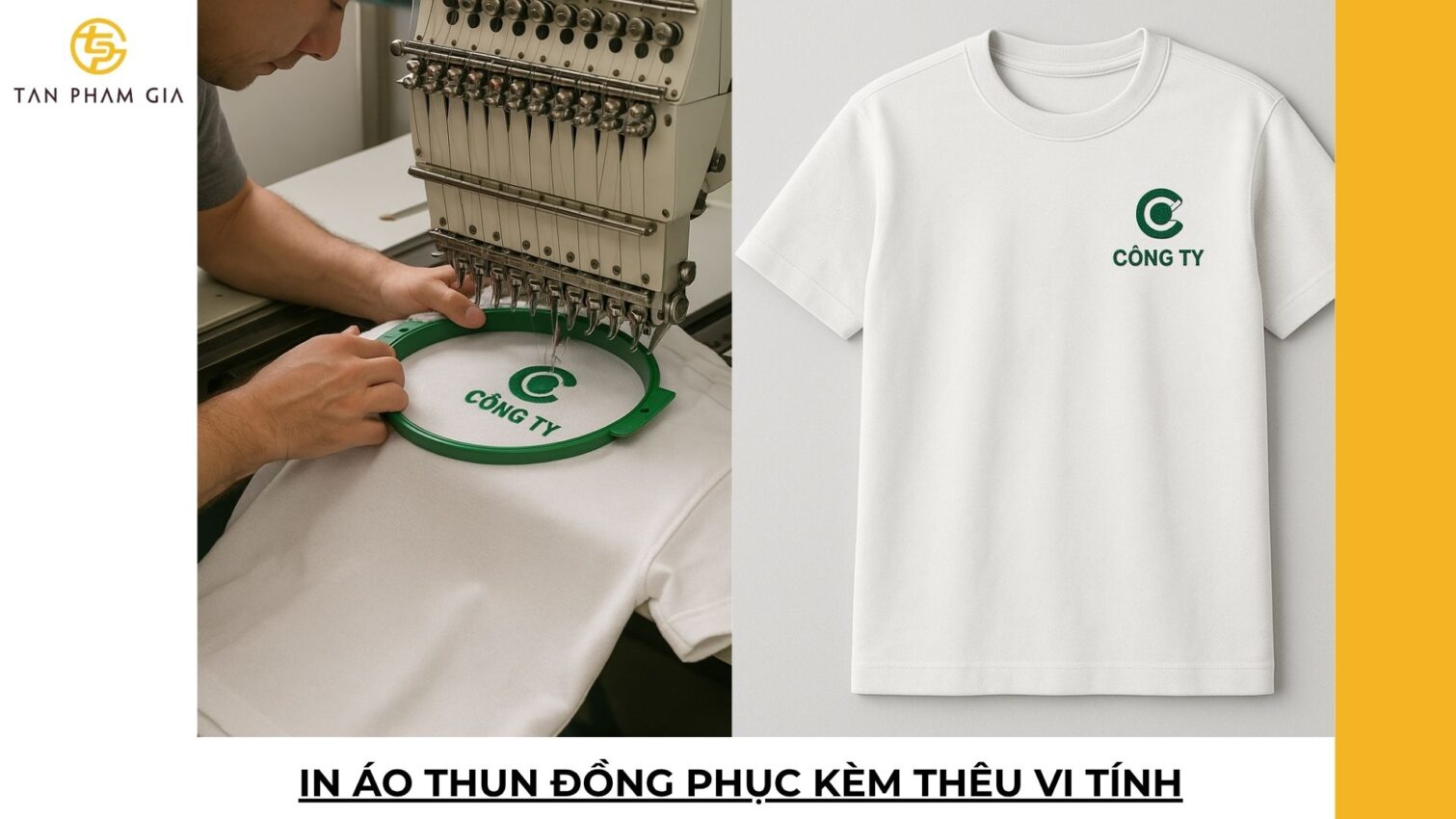 In áo thun đồng phục kèm thêu vi tính
