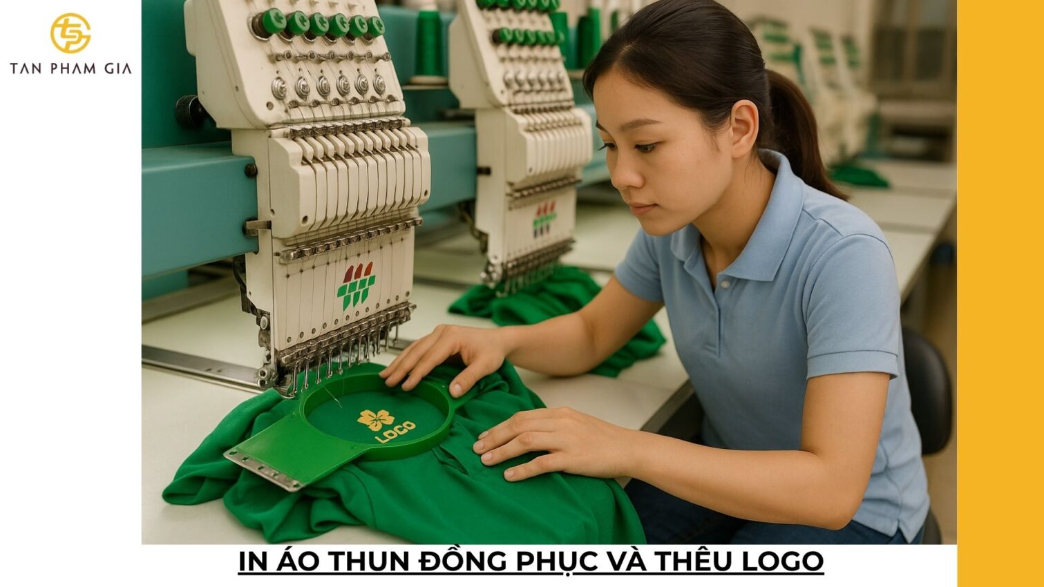 In áo thun đồng phục và thêu logo