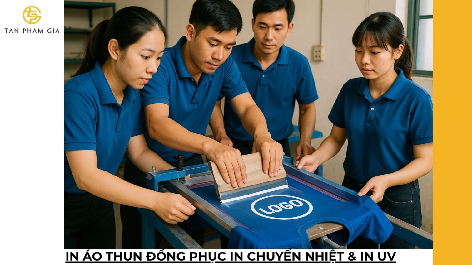 In áo thun đồng phục in chuyển nhiệt & in UV