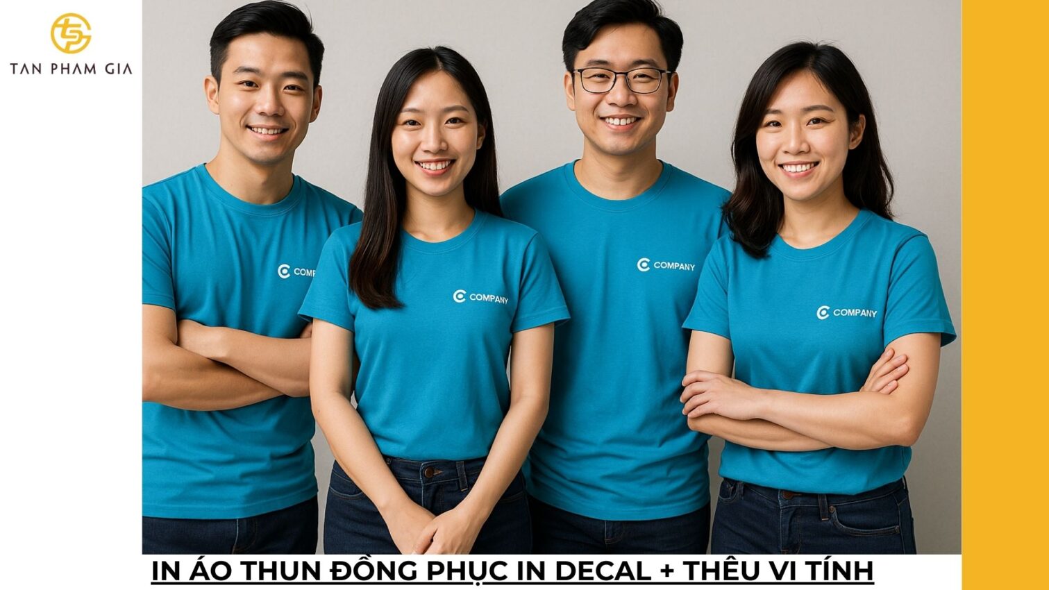In áo thun đồng phục in decal + thêu vi tính