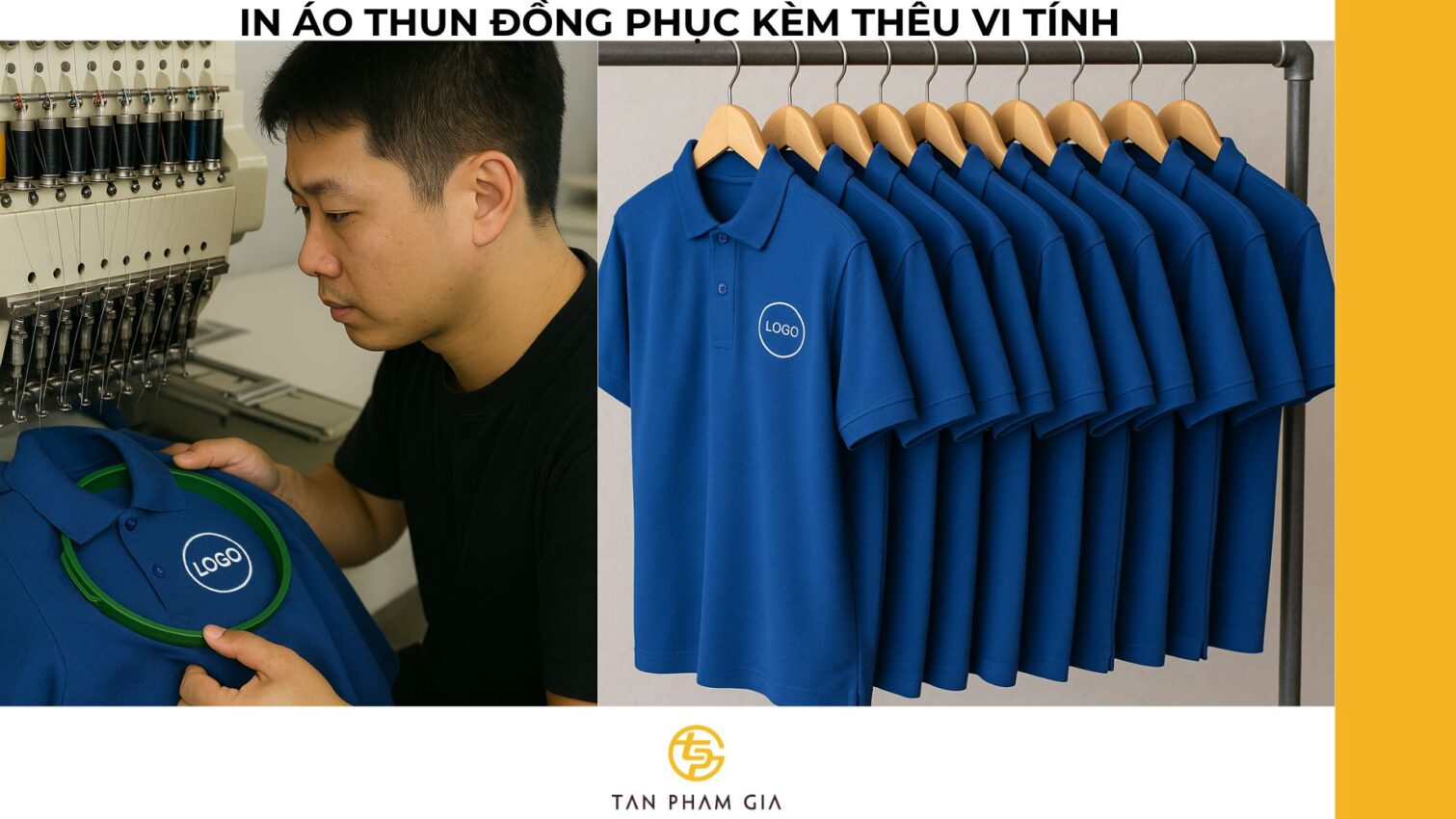 In áo thun đồng phục kèm thêu vi tính