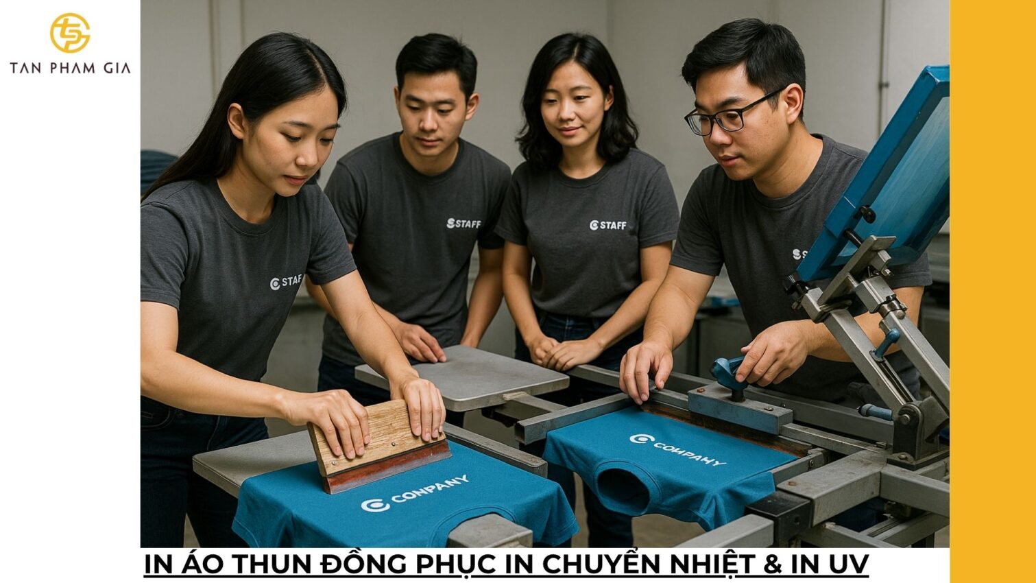 In áo thun đồng phục in chuyển nhiệt & in UV