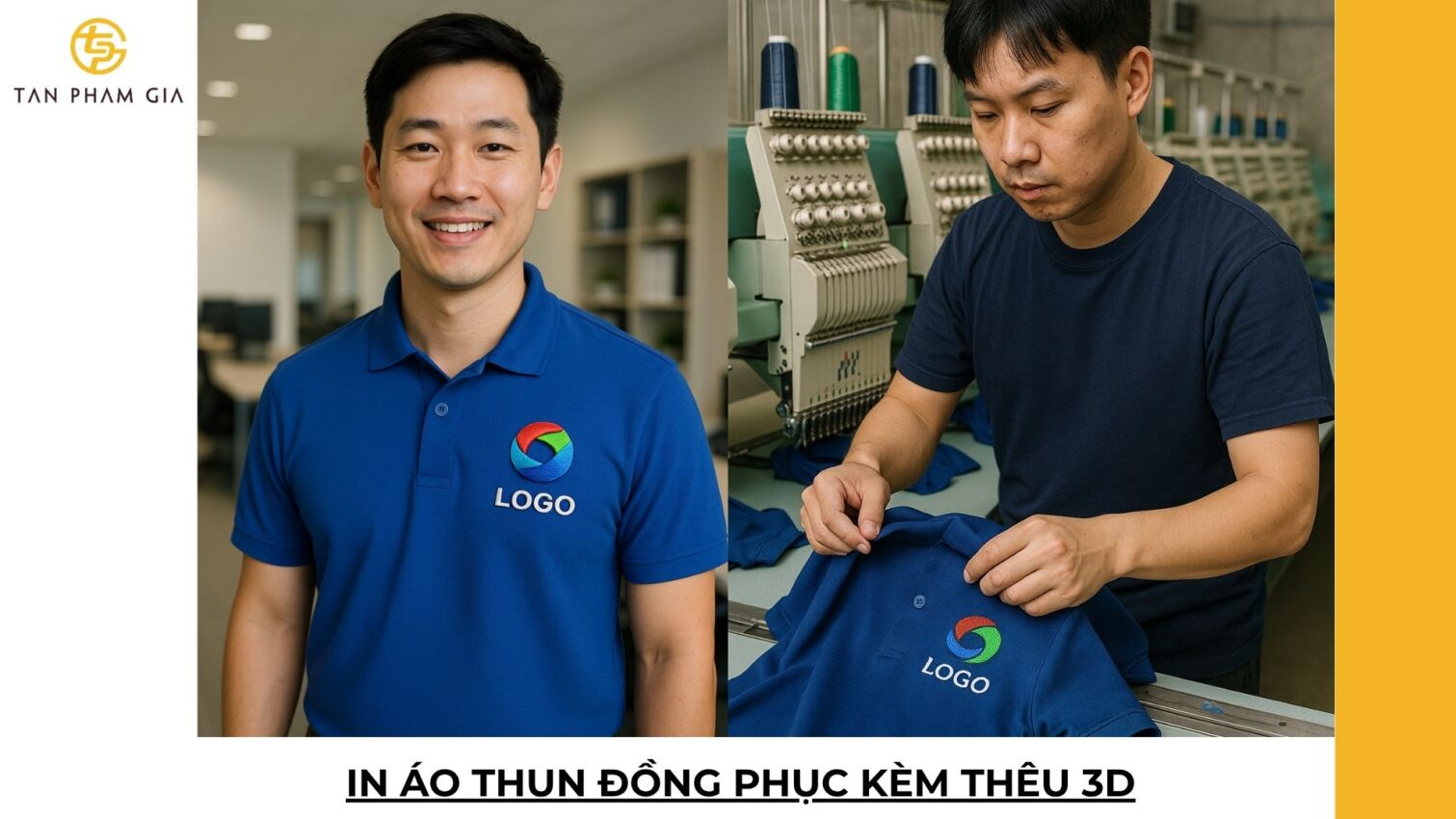 In áo thun đồng phục kèm thêu 3D