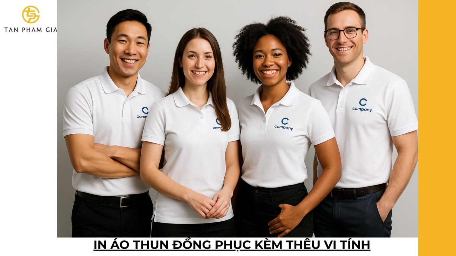 In áo thun đồng phục kèm thêu vi tính