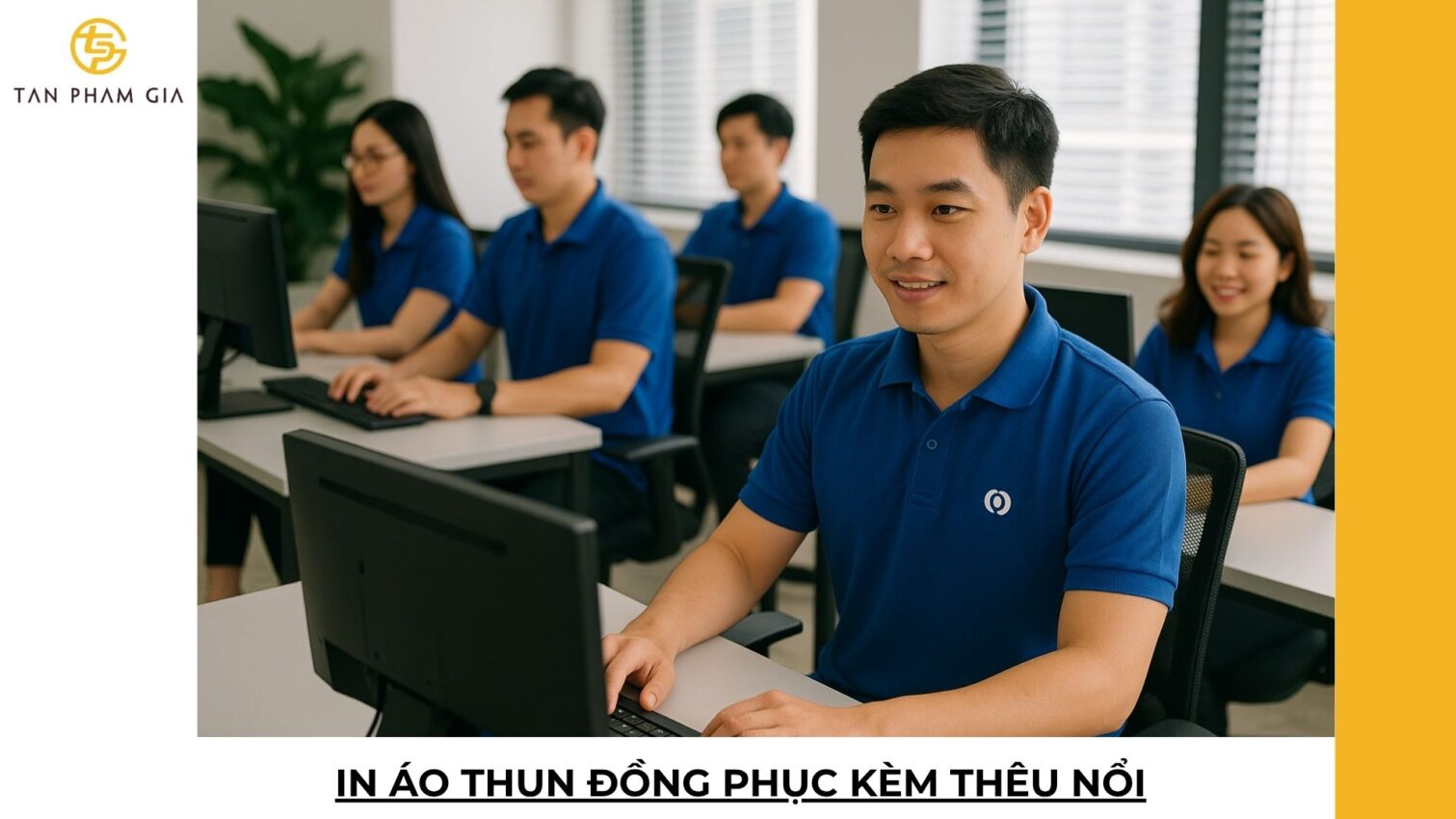 In áo thun đồng phục kèm thêu nổi