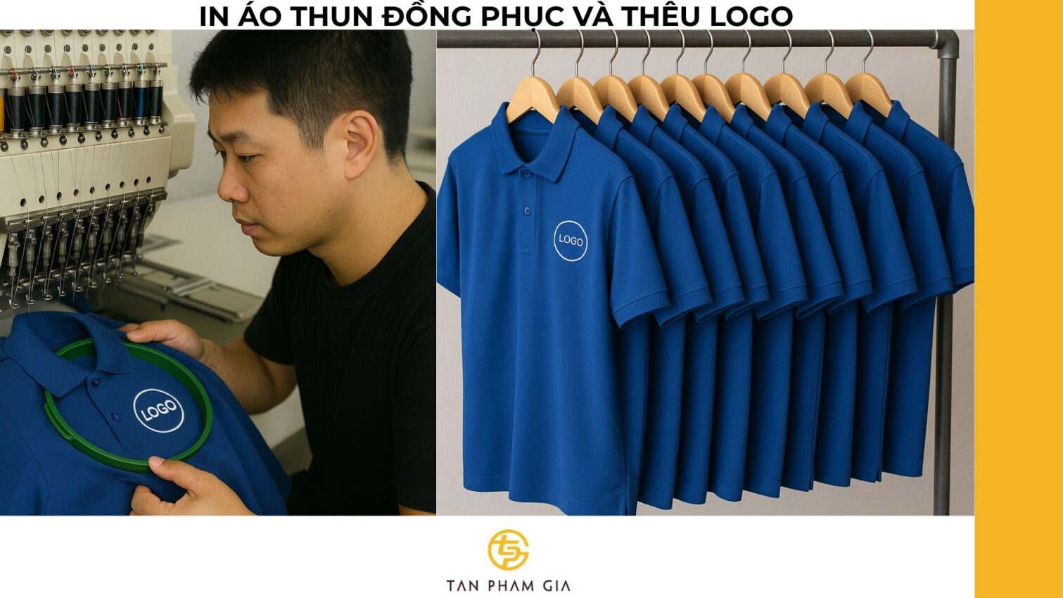 In áo thun đồng phục và thêu logo