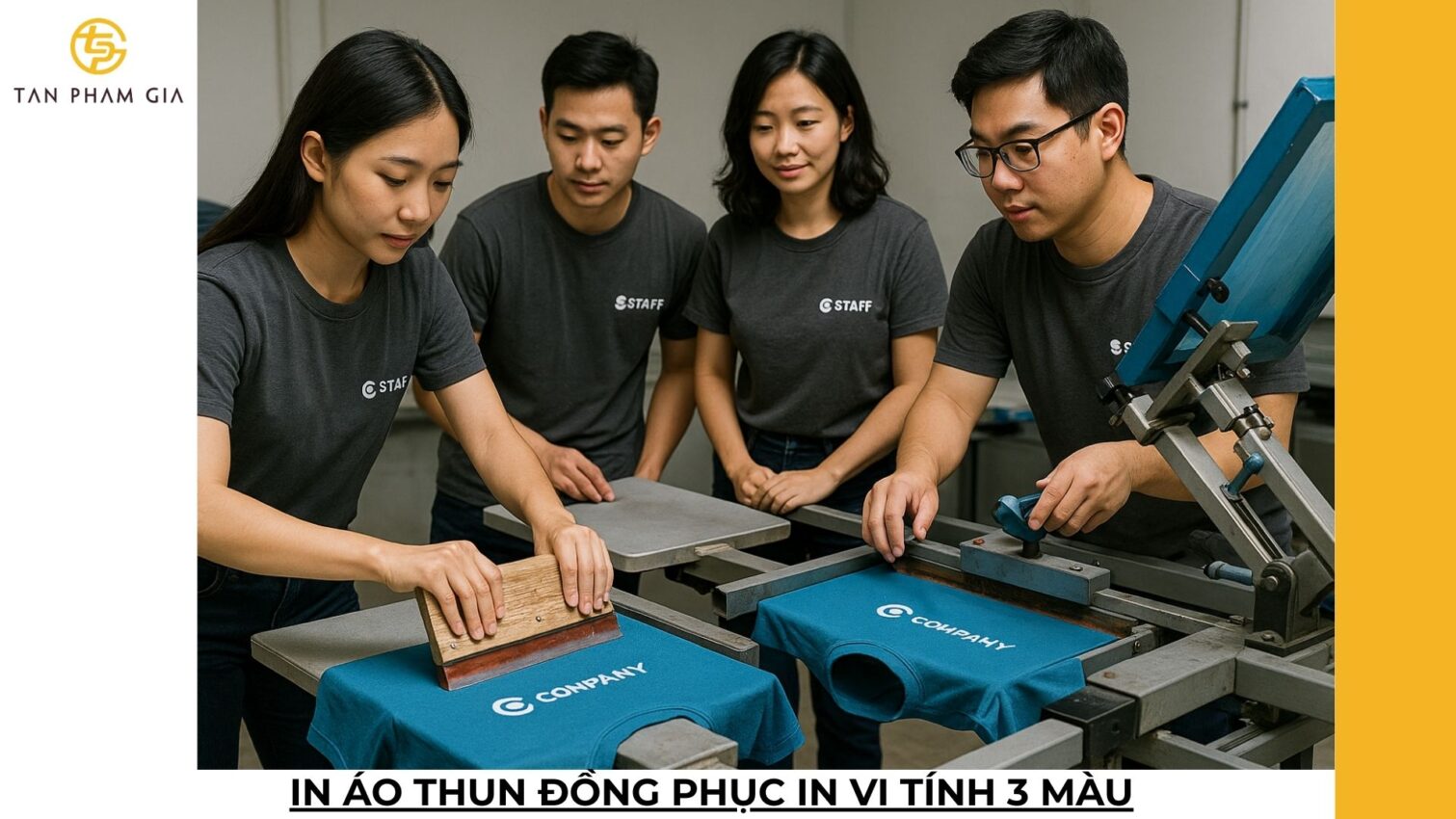 In áo thun đồng phục in vi tính 3 màu