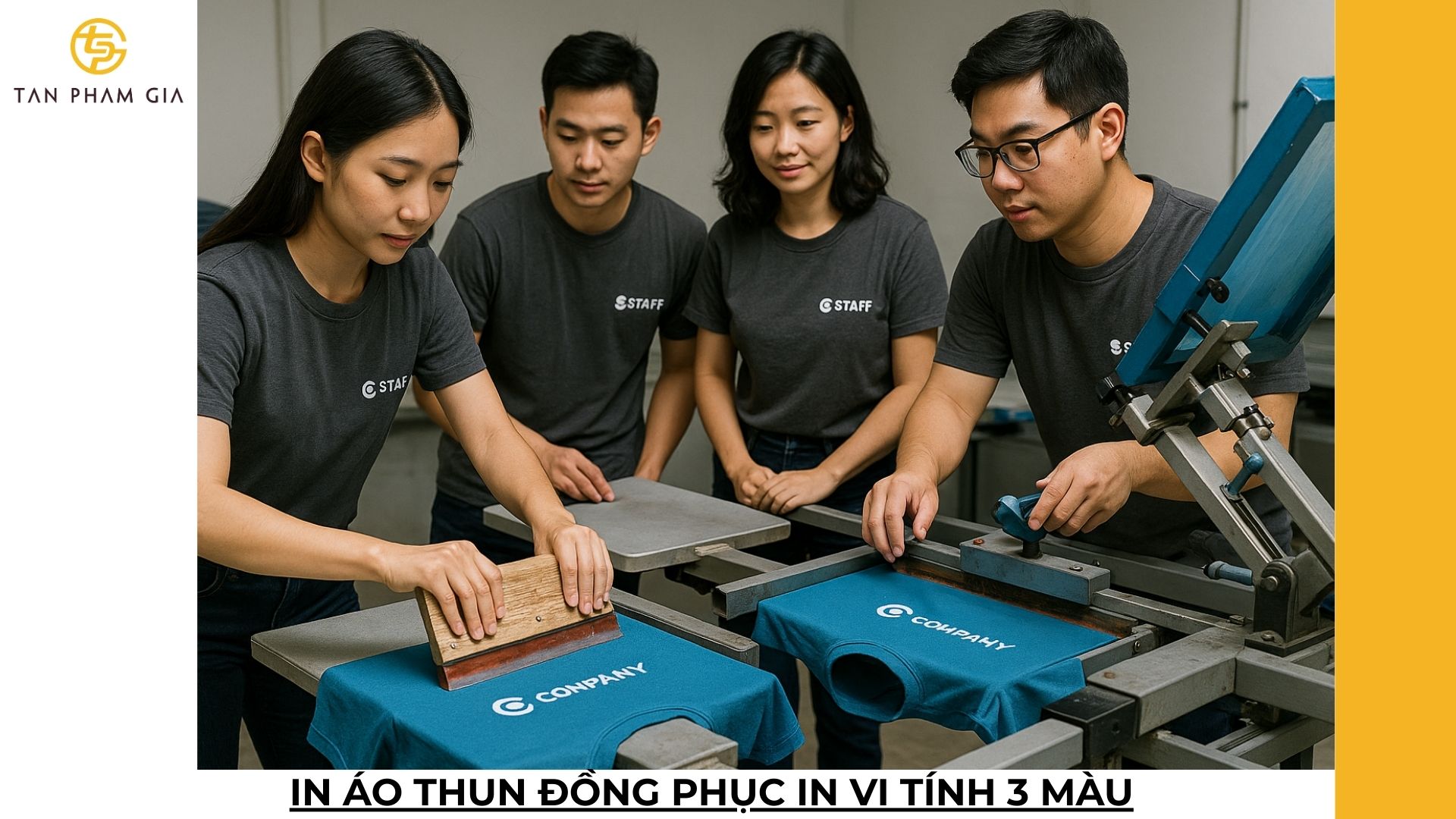 In áo thun đồng phục in vi tính 3 màu