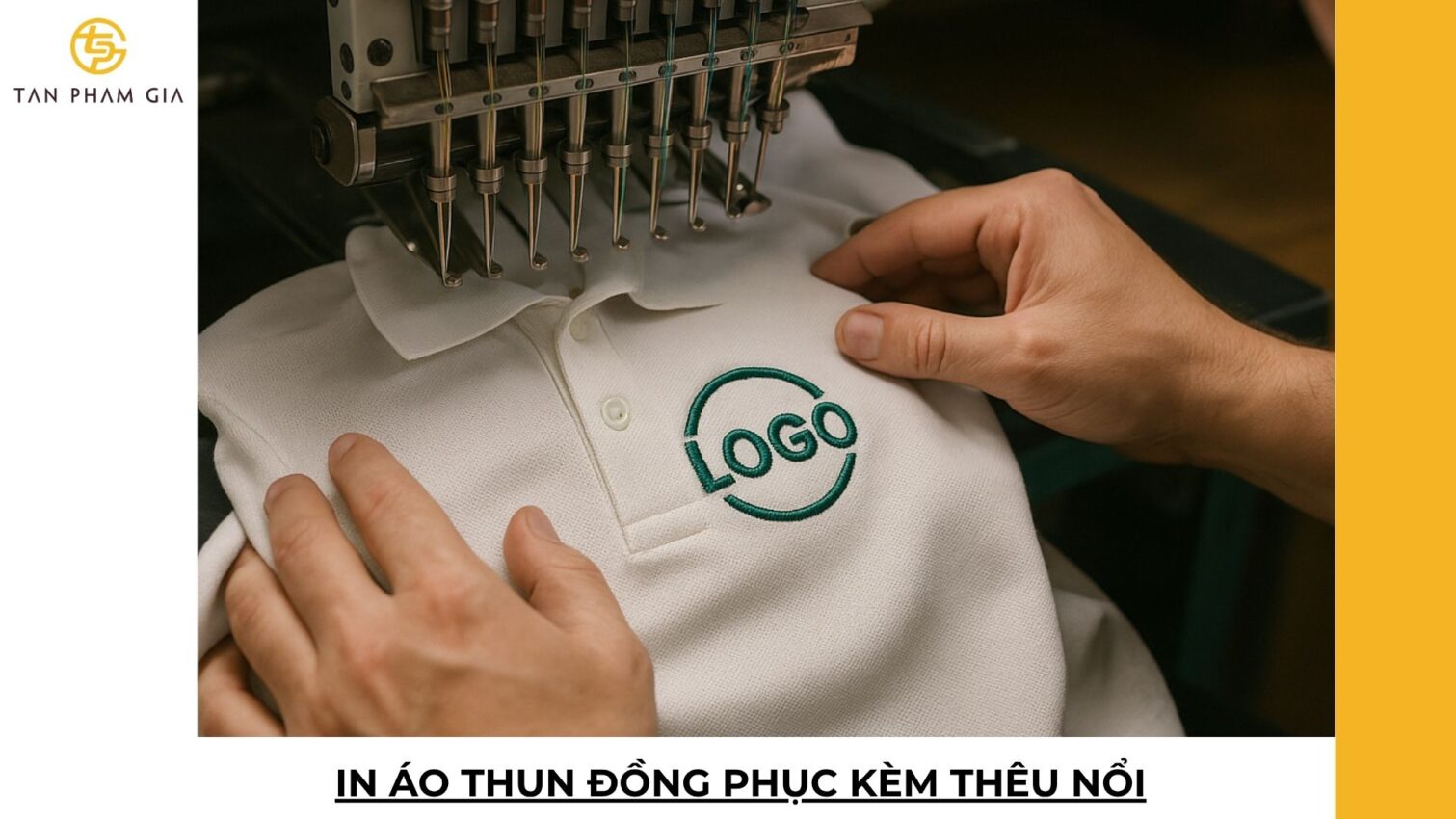 In áo thun đồng phục kèm thêu nổi