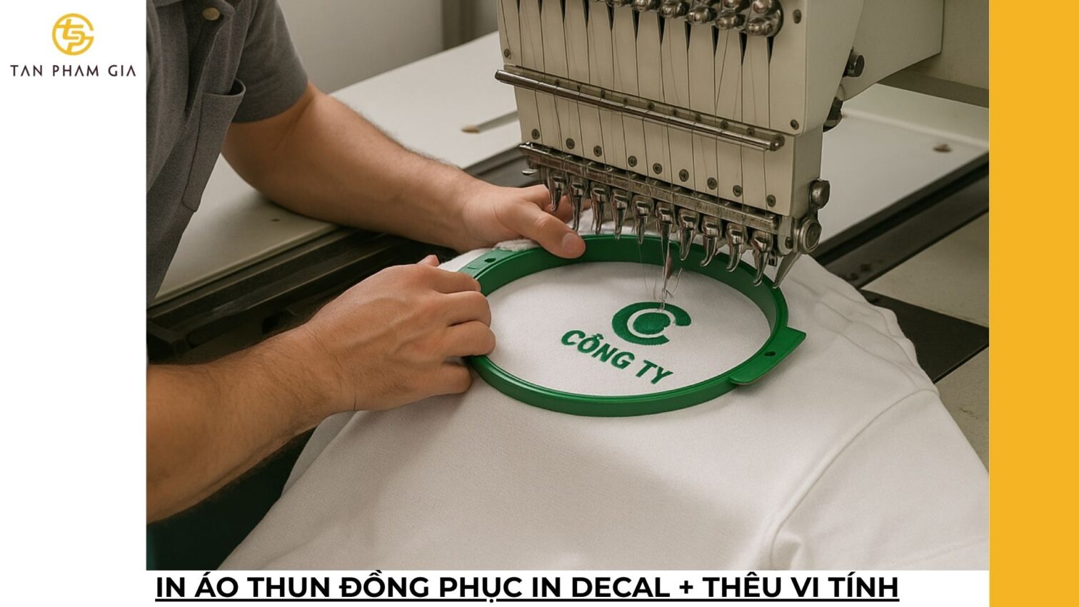 In áo thun đồng phục in decal + thêu vi tính