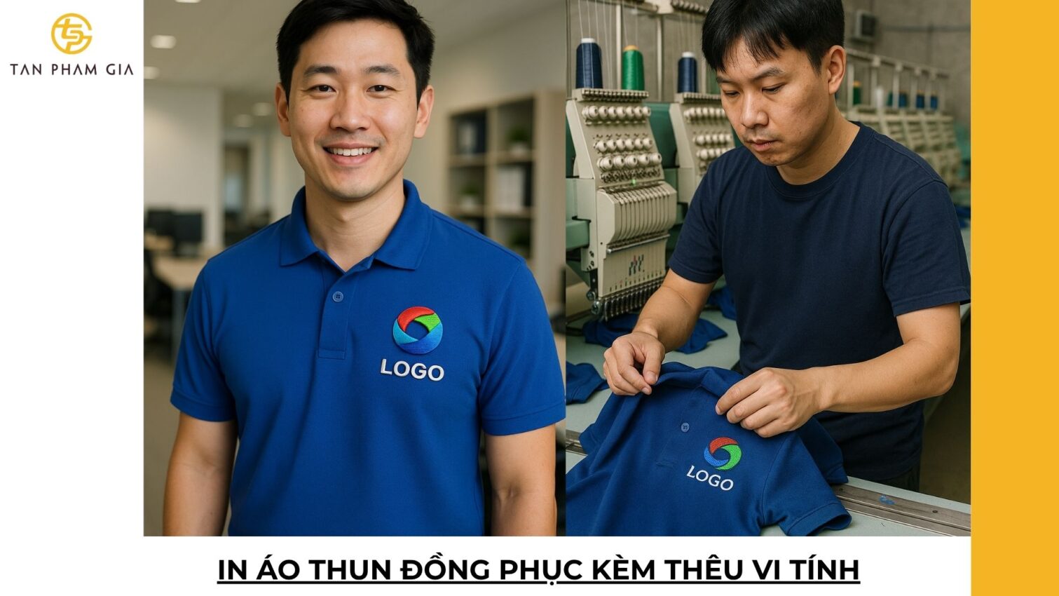 In áo thun đồng phục kèm thêu vi tính