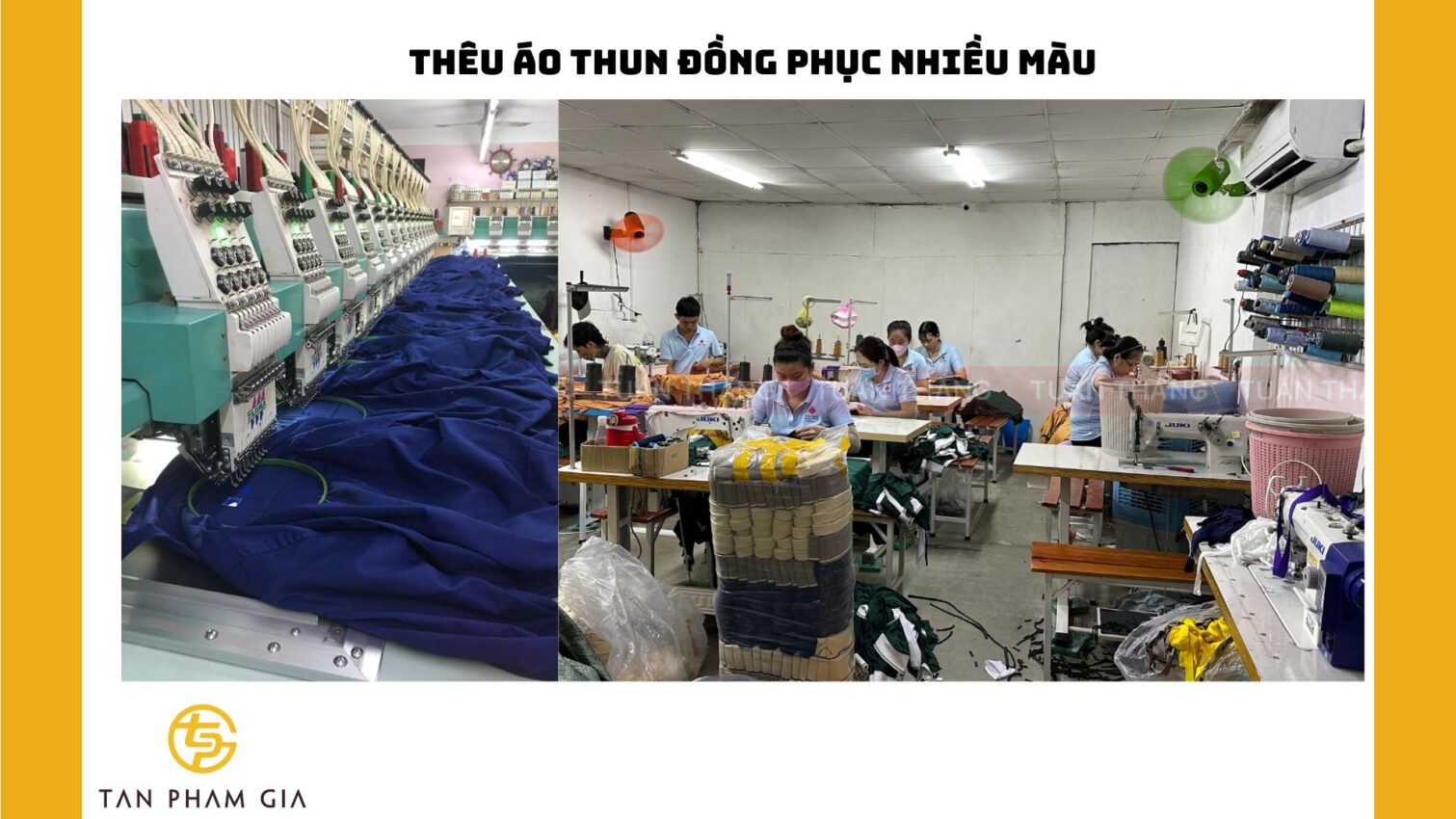 Thêu áo thun đồng phục nhiều màu