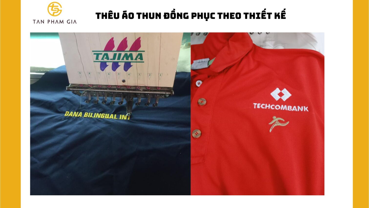 Thêu áo thun đồng phục theo thiết kế