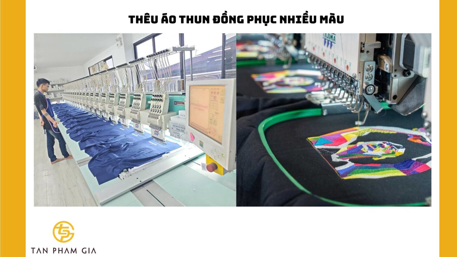 Thêu áo thun đồng phục nhiều màu