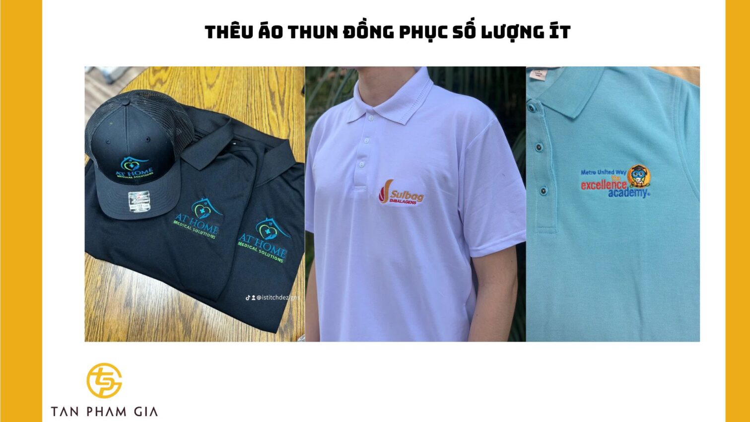 Thêu áo thun đồng phục số lượng ít