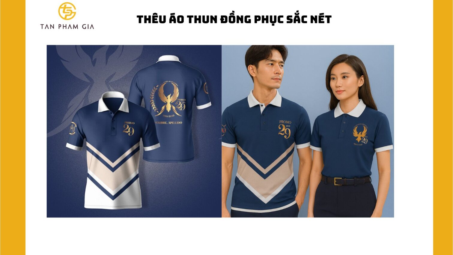 Thêu áo thun đồng phục sắc nét