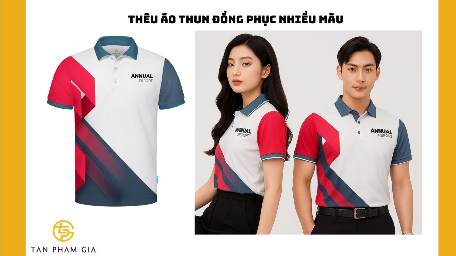 Thêu áo thun đồng phục nhiều màu