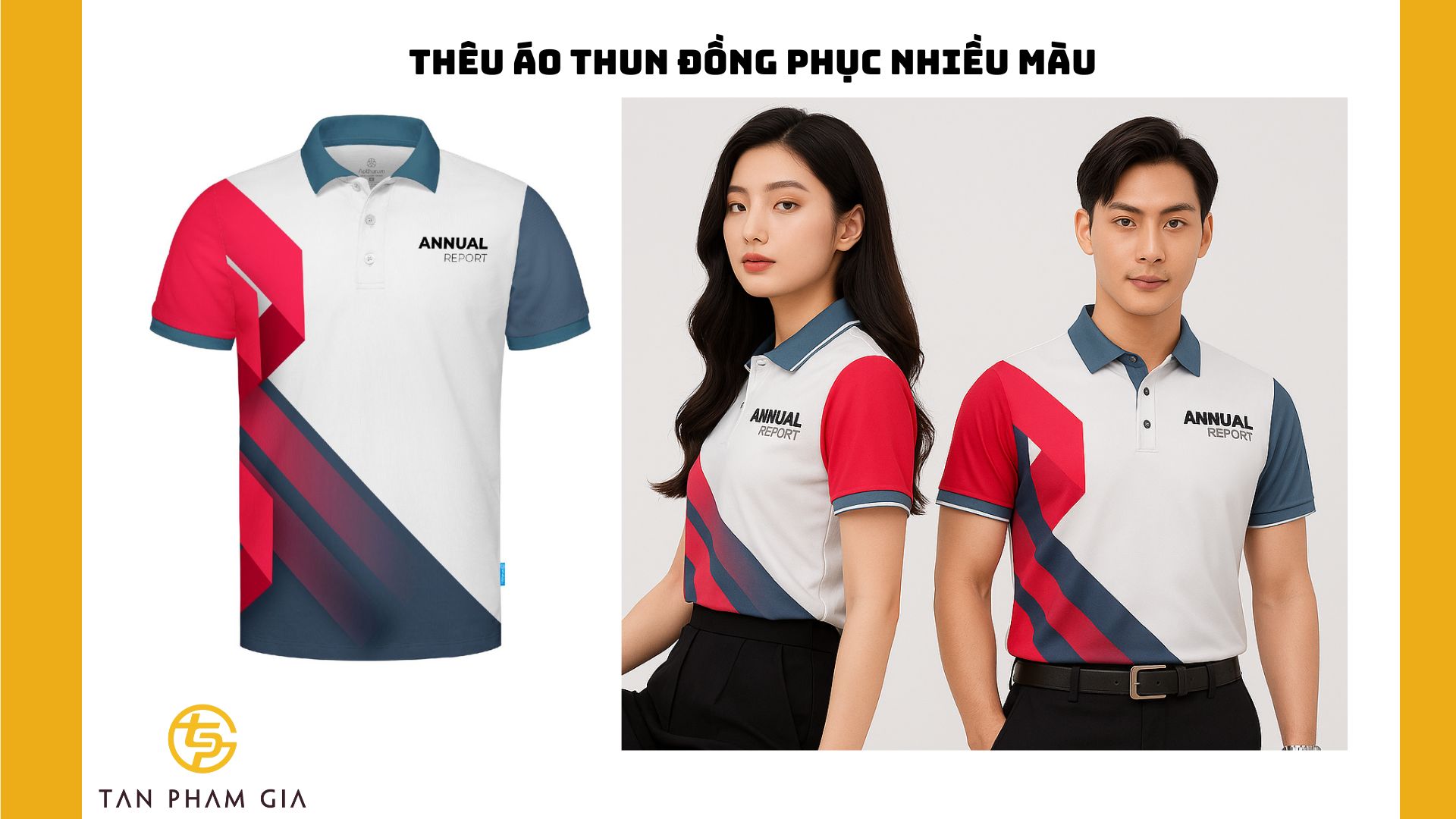 Thêu áo thun đồng phục nhiều màu