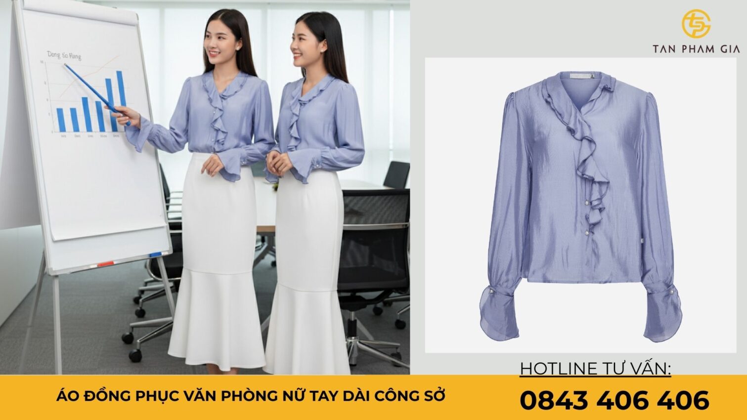 Áo đồng phục văn phòng nữ tay dài công sở