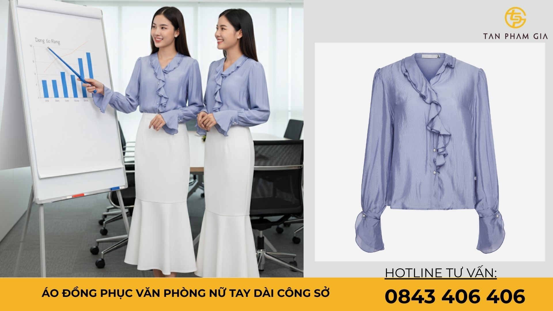 Áo đồng phục văn phòng nữ tay dài công sở