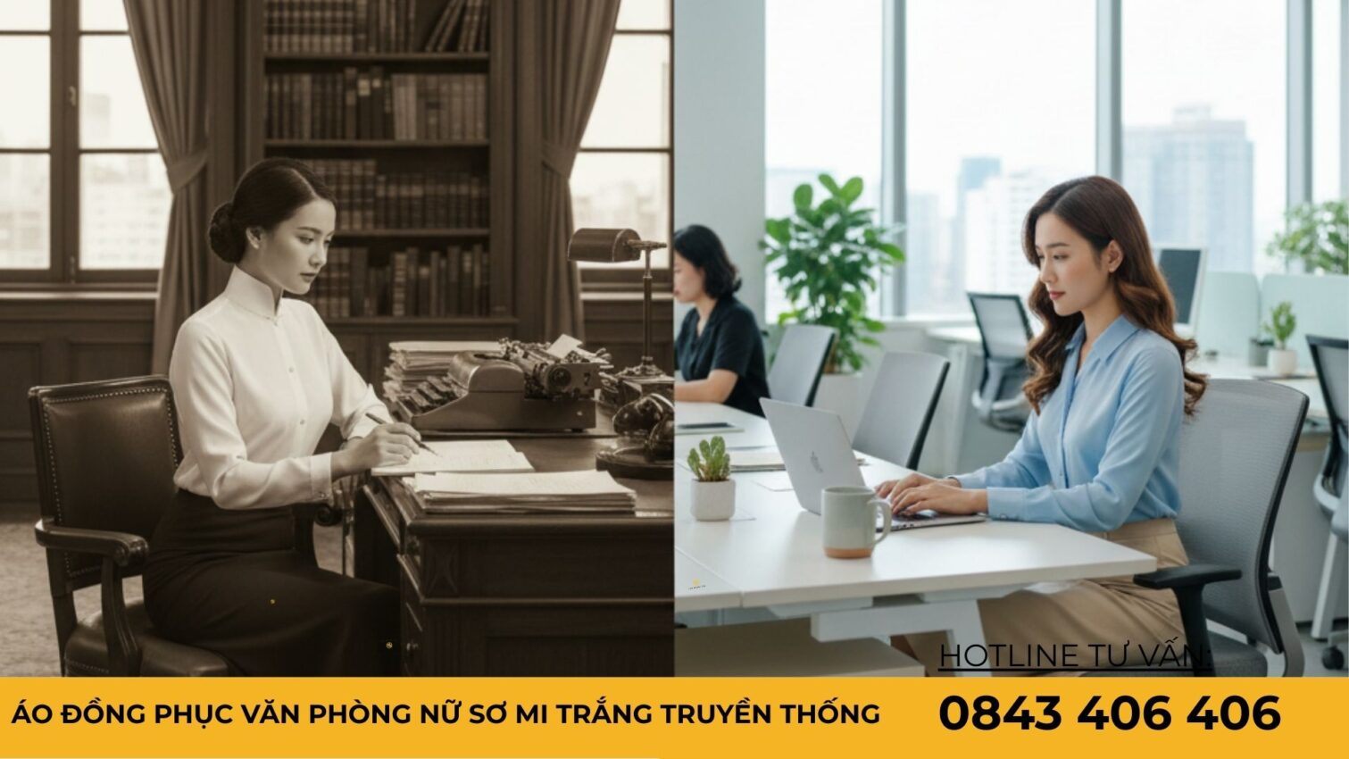 Áo đồng phục văn phòng nữ sơ mi trắng truyền thống