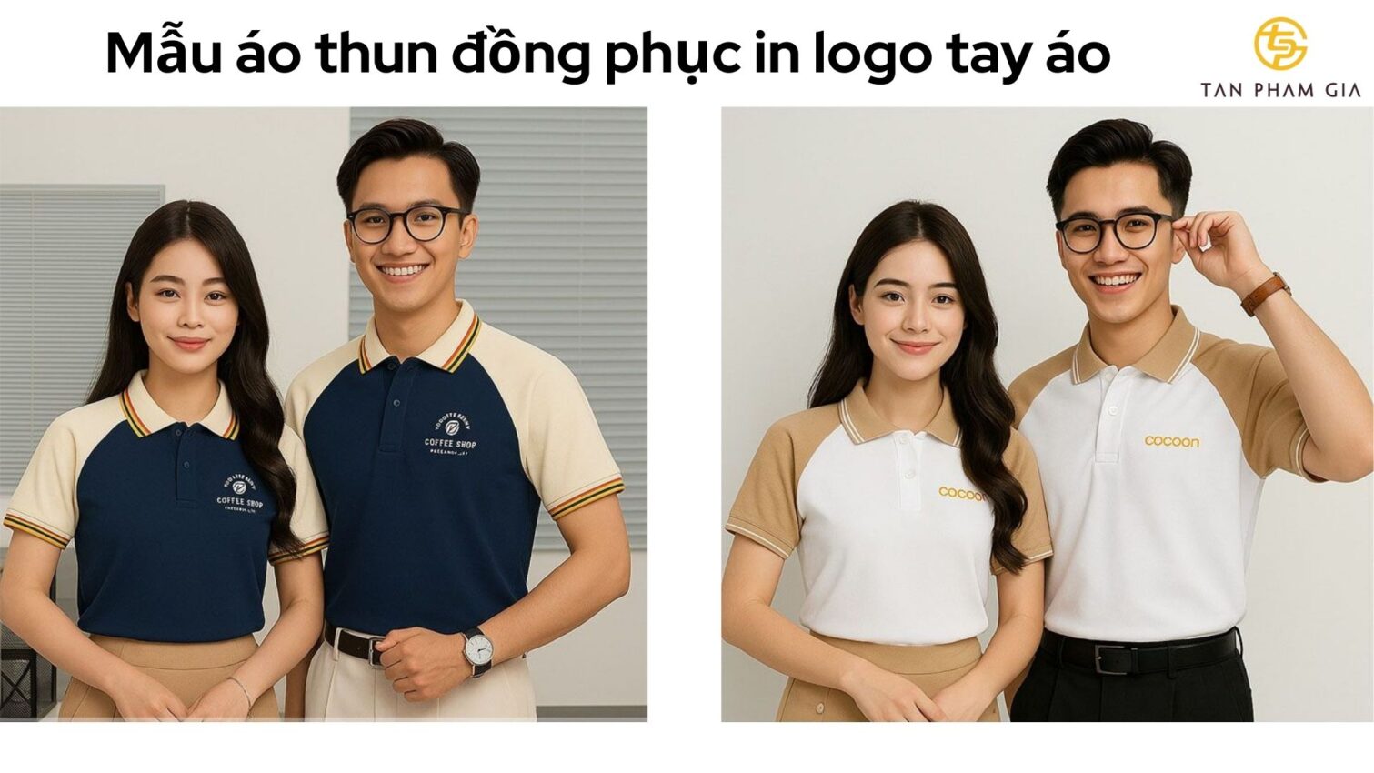 Mẫu áo thun đồng phục in logo tay áo